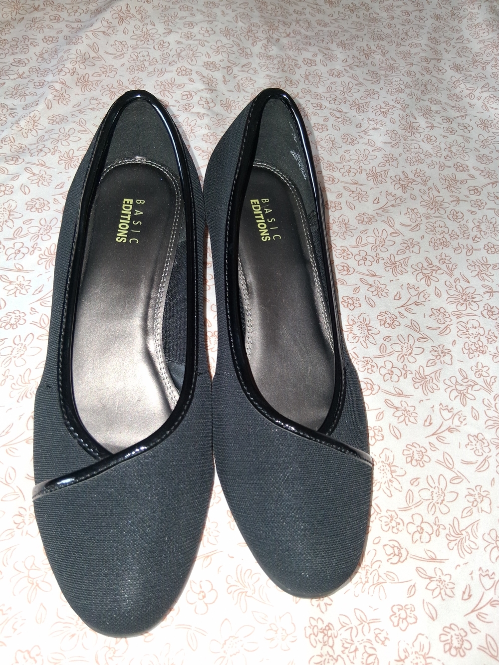 Basic Editions Black Fabric Slip-On Ballet Flats